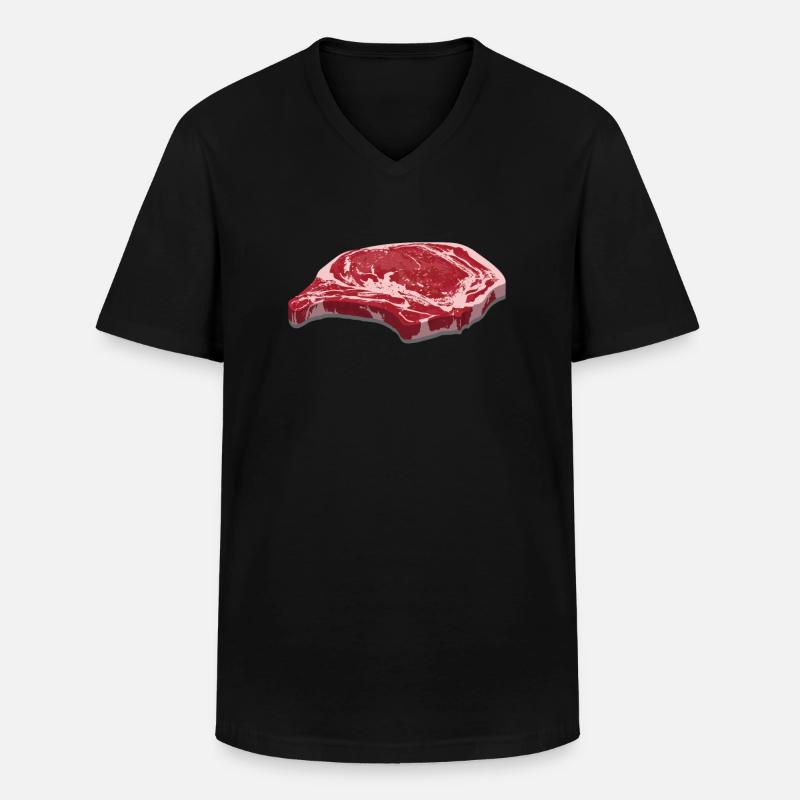 Steak - Männer-T-Shirt mit V-Ausschnitt - Schwarz