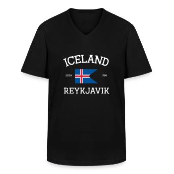 Islande - T-shirt col V Homme - noir - Devant - AI Model Male 178 dark (178cm)