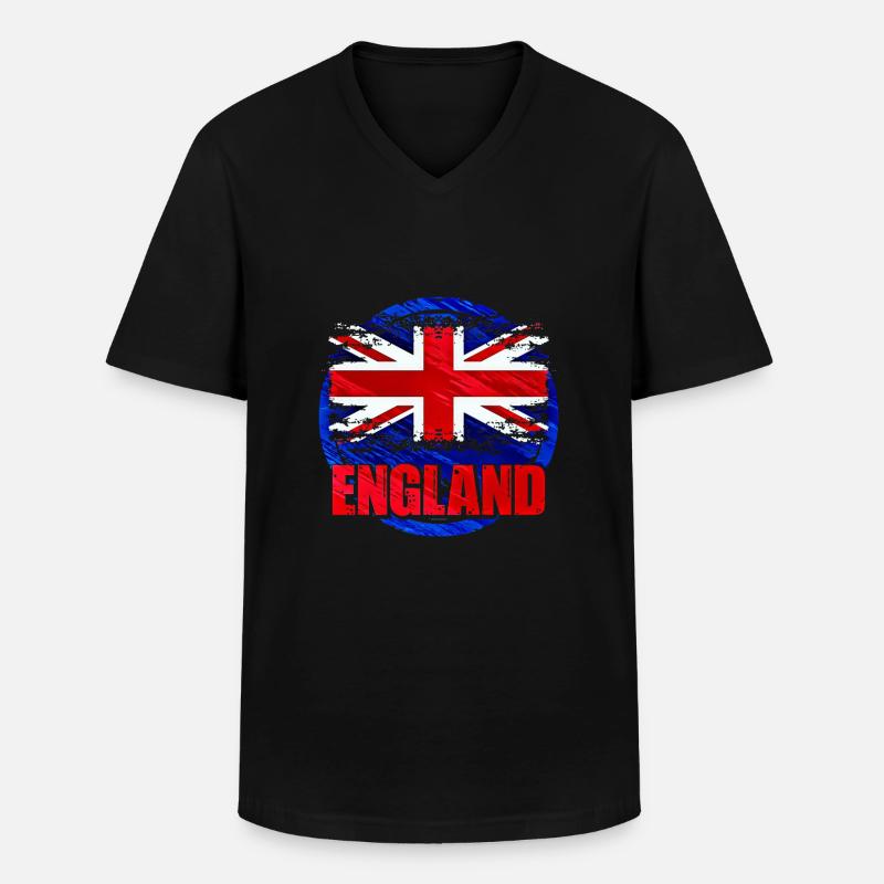 England - Männer-T-Shirt mit V-Ausschnitt - Schwarz