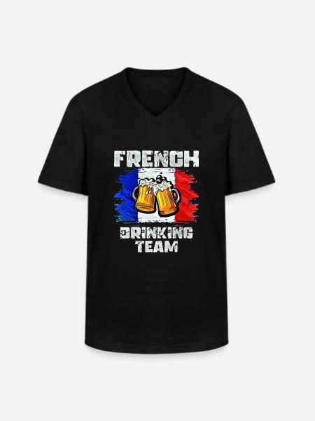 France Drinking Team - Men's V-Neck T-Shirt - black