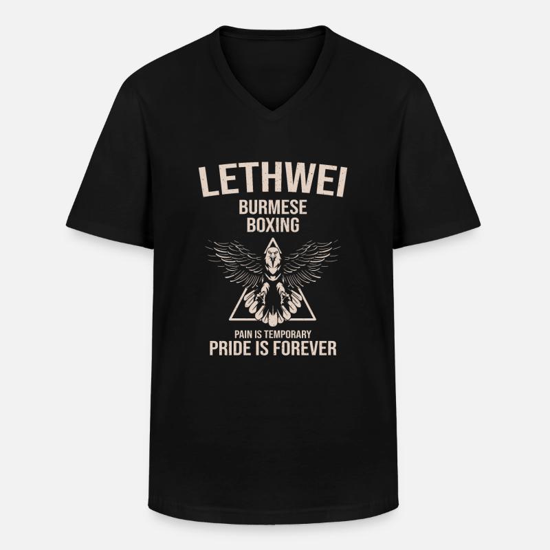 Lethwei Burmese Gift - Men's V-Neck T-Shirt - black