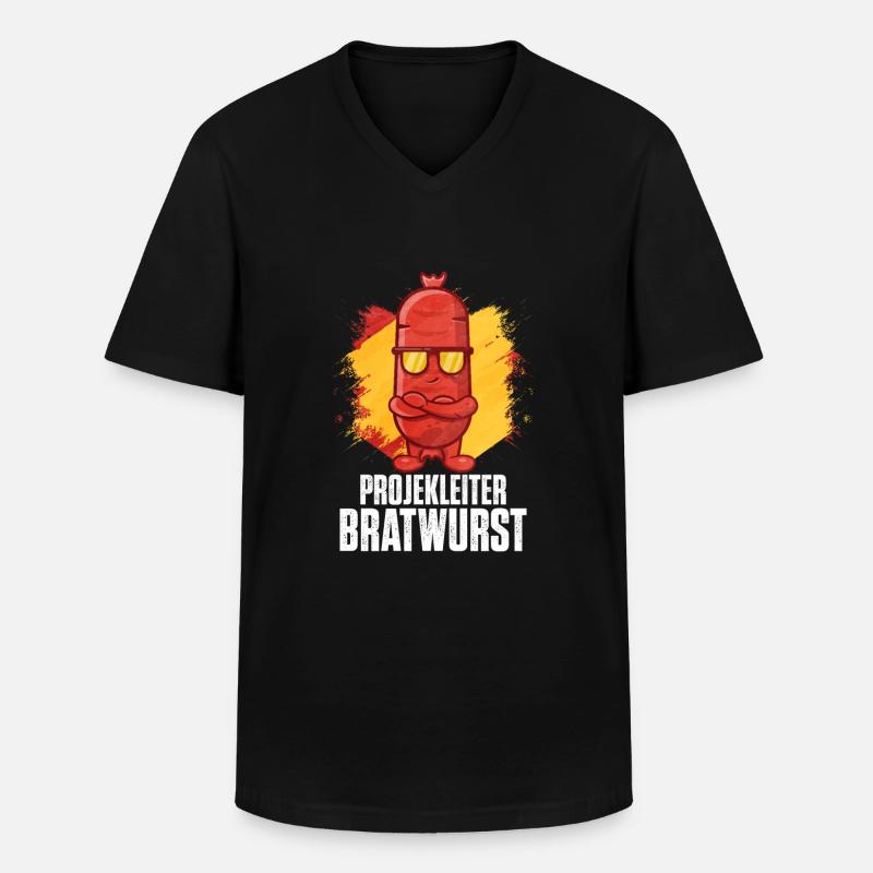 Bratwurst als Geschenk - Männer-T-Shirt mit V-Ausschnitt - Schwarz