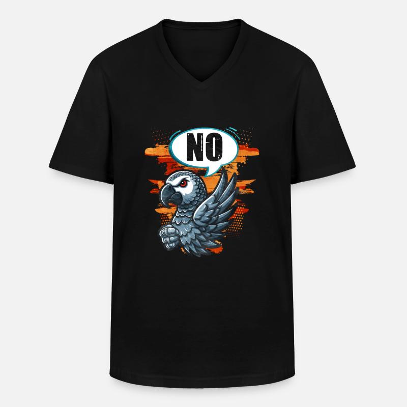 Afrikanisches Graupapagei Geschenk - Männer-T-Shirt mit V-Ausschnitt - Schwarz