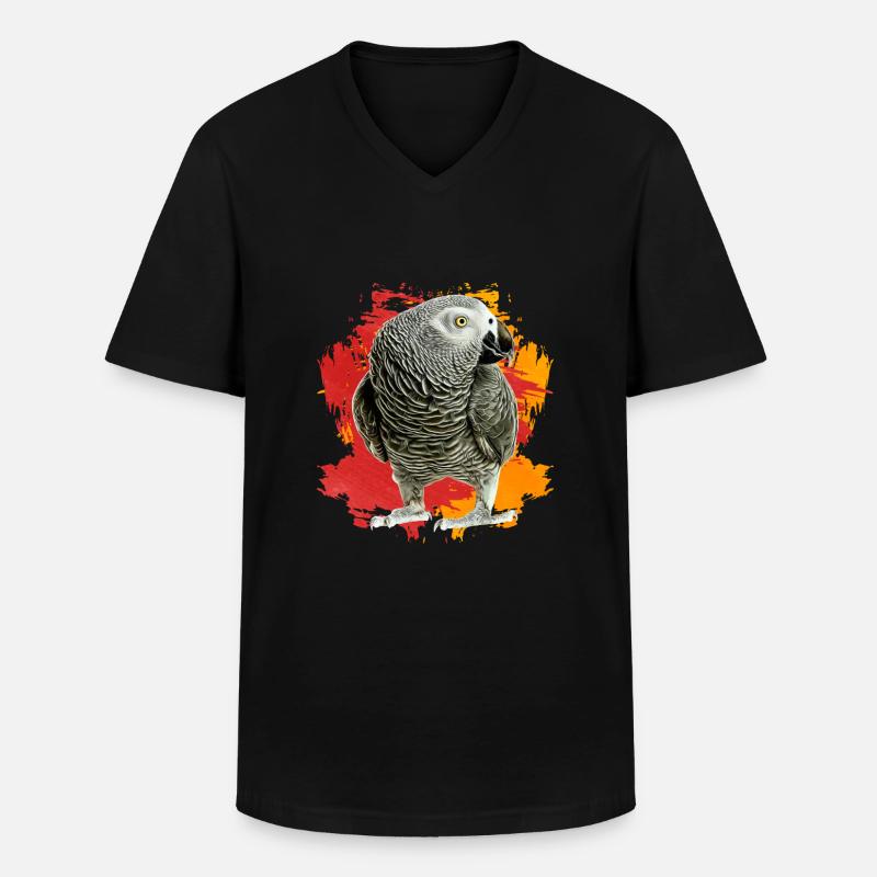 Afrikanisches Graupapagei Geschenk - Männer-T-Shirt mit V-Ausschnitt - Schwarz