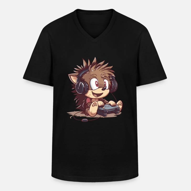Igel Videospiel - Männer-T-Shirt mit V-Ausschnitt - Schwarz