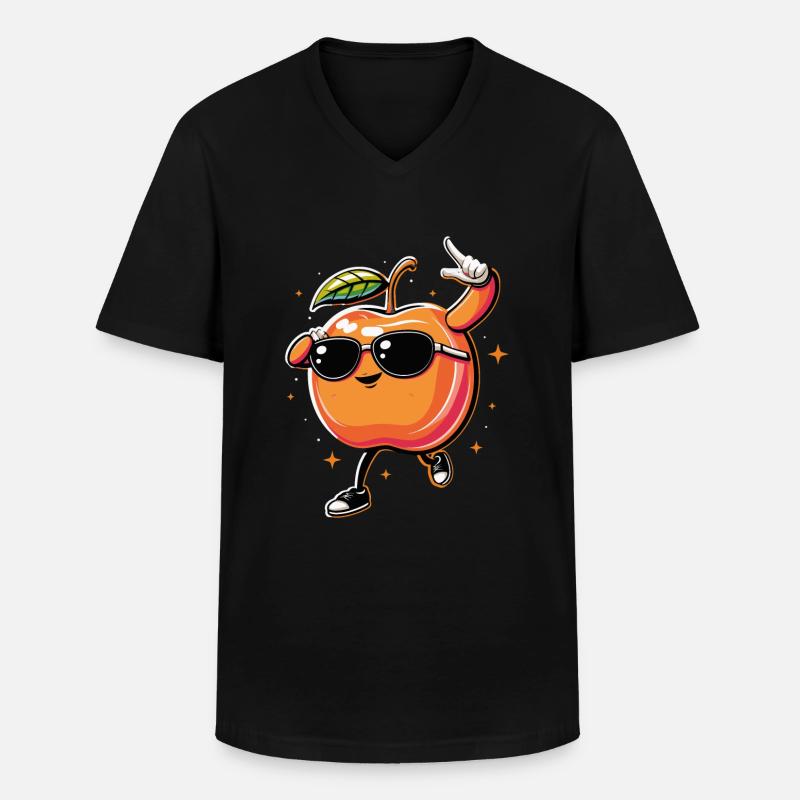Nektarine - Männer-T-Shirt mit V-Ausschnitt - Schwarz
