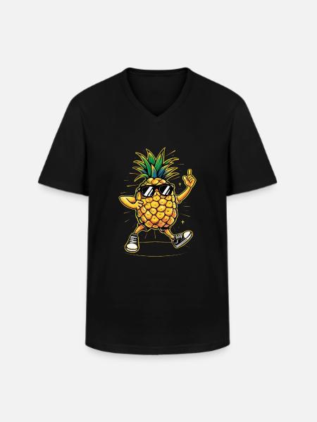 Ananas - Männer-T-Shirt mit V-Ausschnitt - Schwarz