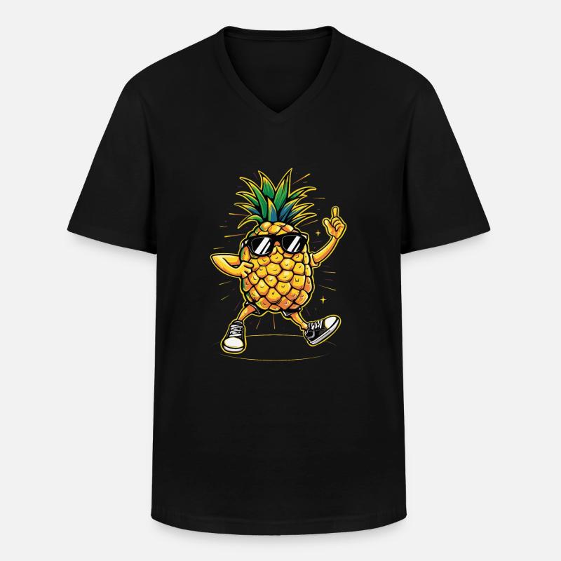 Ananas - Männer-T-Shirt mit V-Ausschnitt - Schwarz