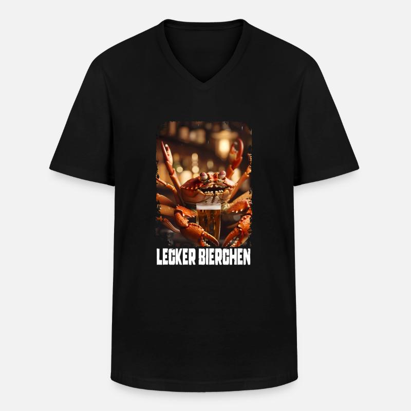 Lecker Bierchen Krabbe - Männer-T-Shirt mit V-Ausschnitt - Schwarz