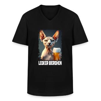 Lecker Bierchen Sphynx - Männer-T-Shirt mit V-Ausschnitt - Schwarz - Vorne - AI Model Male 178 dark (178cm)