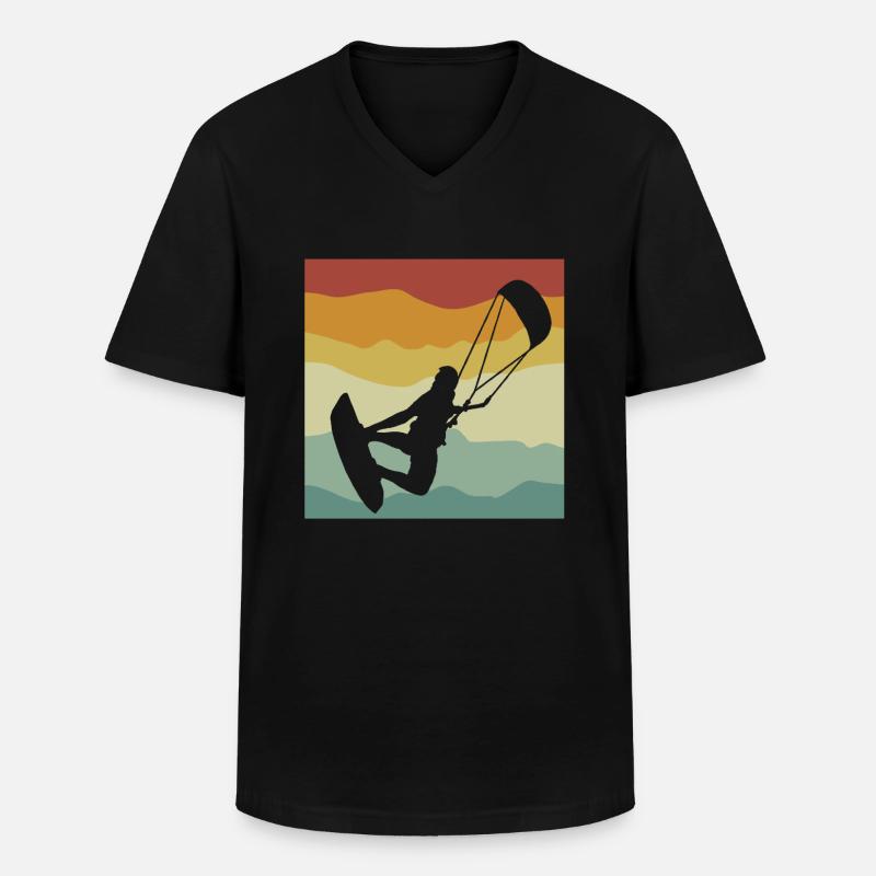 Kitesurfing - Männer-T-Shirt mit V-Ausschnitt - Schwarz