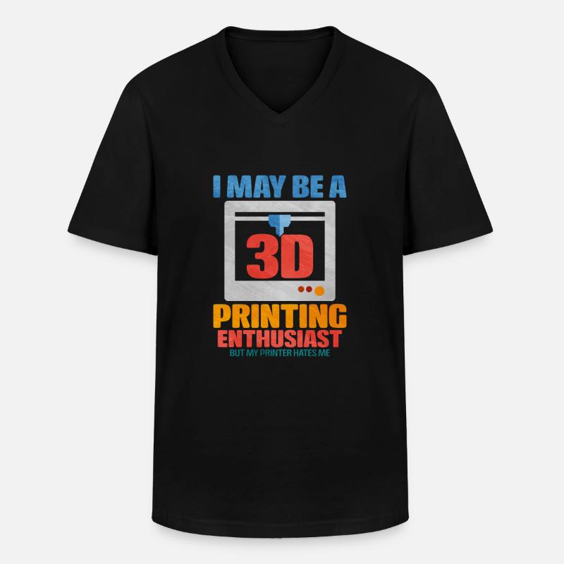3d printing - Männer-T-Shirt mit V-Ausschnitt - Schwarz