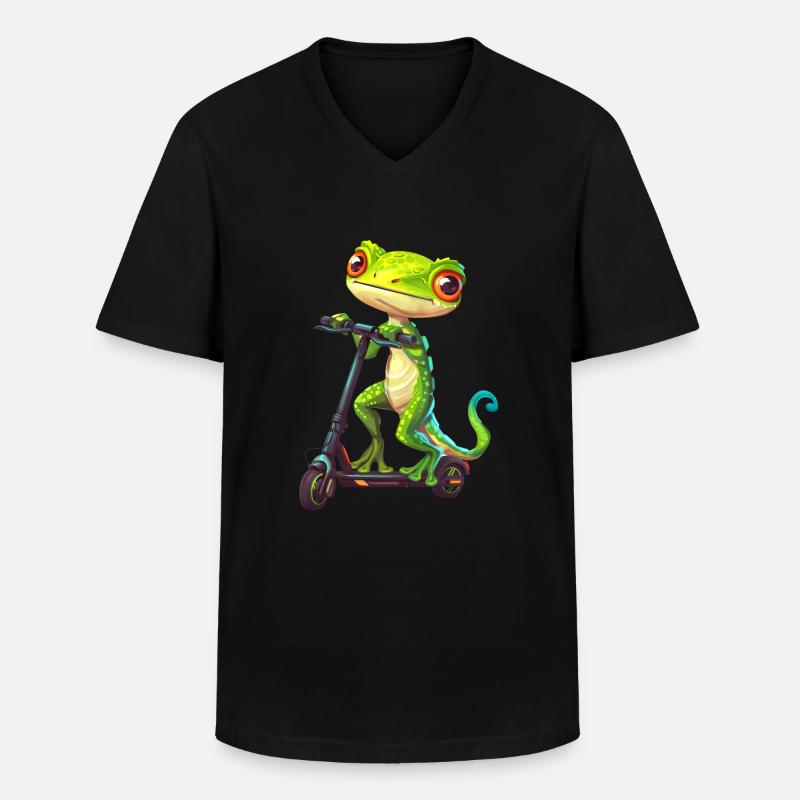 Gecko Roller - Männer-T-Shirt mit V-Ausschnitt - Schwarz
