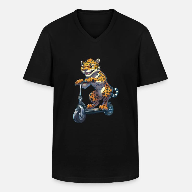 Jaguar Roller - Männer-T-Shirt mit V-Ausschnitt - Schwarz