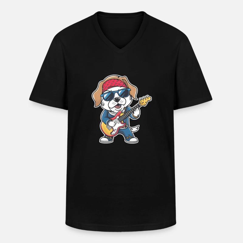 Sloth Playing Guitar Gift - Men's V-Neck T-Shirt - black