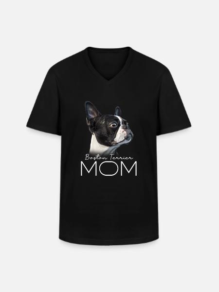Boston Terrier Mom - Men's V-Neck T-Shirt - black