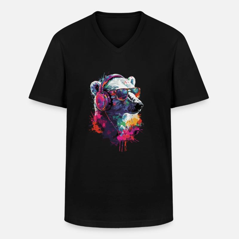 Polar Bär - Männer-T-Shirt mit V-Ausschnitt - Schwarz