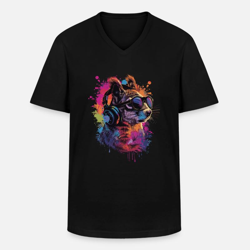 Eichhörnchen - Männer-T-Shirt mit V-Ausschnitt - Schwarz