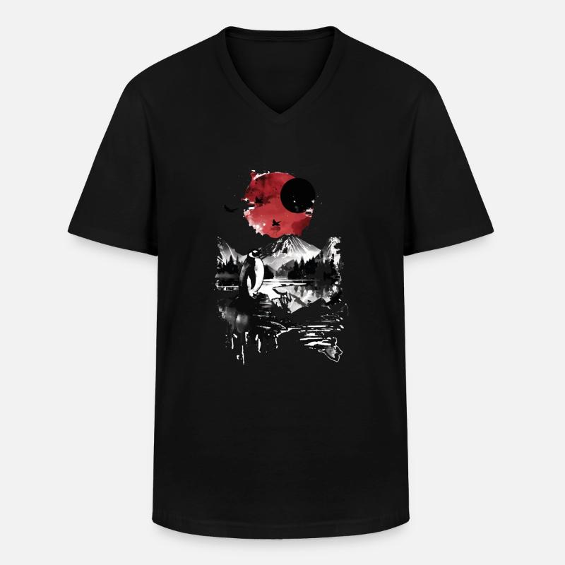 Pinguin - Männer-T-Shirt mit V-Ausschnitt - Schwarz