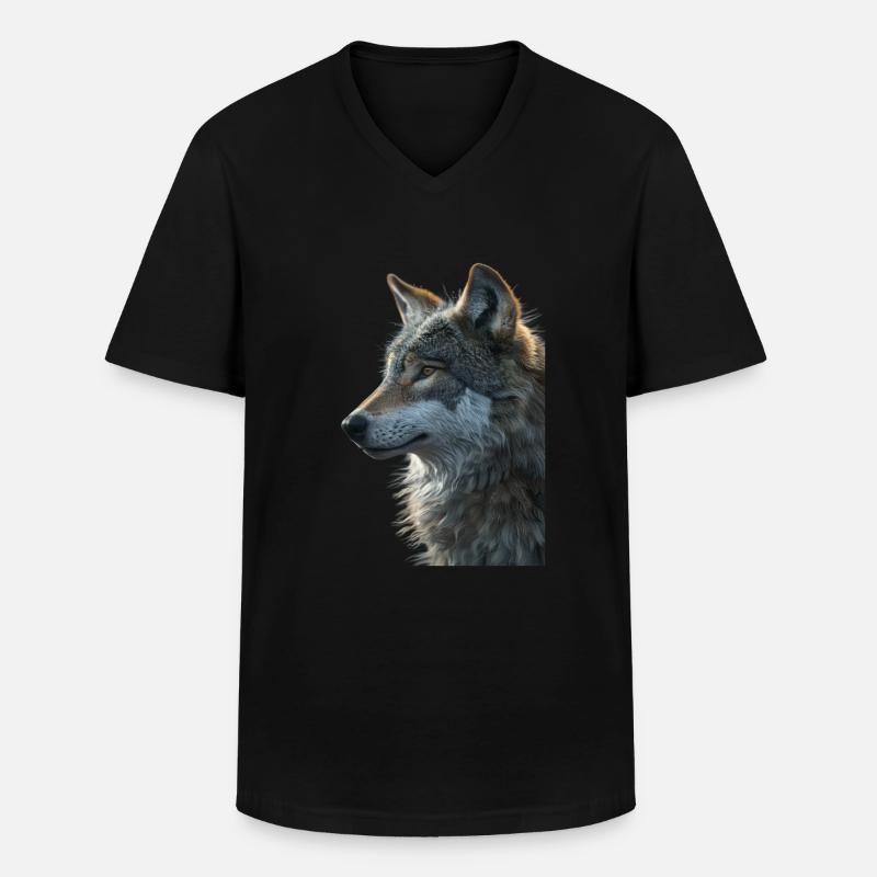 Wolf - Männer-T-Shirt mit V-Ausschnitt - Schwarz