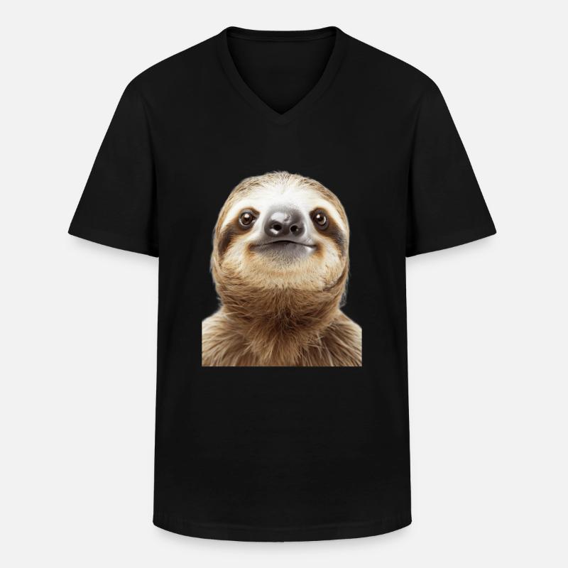 Faultier - Männer-T-Shirt mit V-Ausschnitt - Schwarz