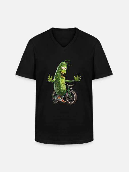 Gurke Fahrrad - Männer-T-Shirt mit V-Ausschnitt - Schwarz
