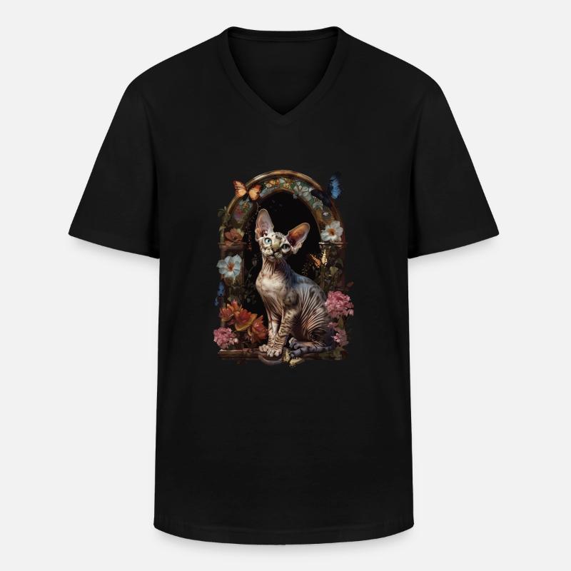 Devon Rex Katze - Männer-T-Shirt mit V-Ausschnitt - Schwarz