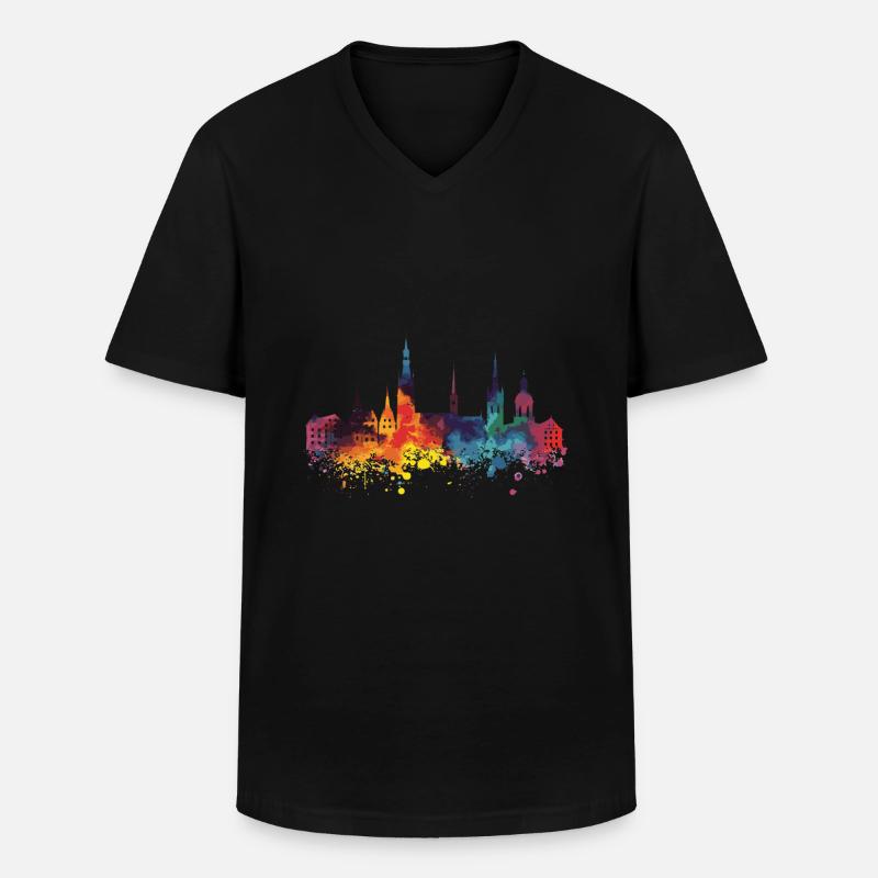 Paderborn - Männer-T-Shirt mit V-Ausschnitt - Schwarz