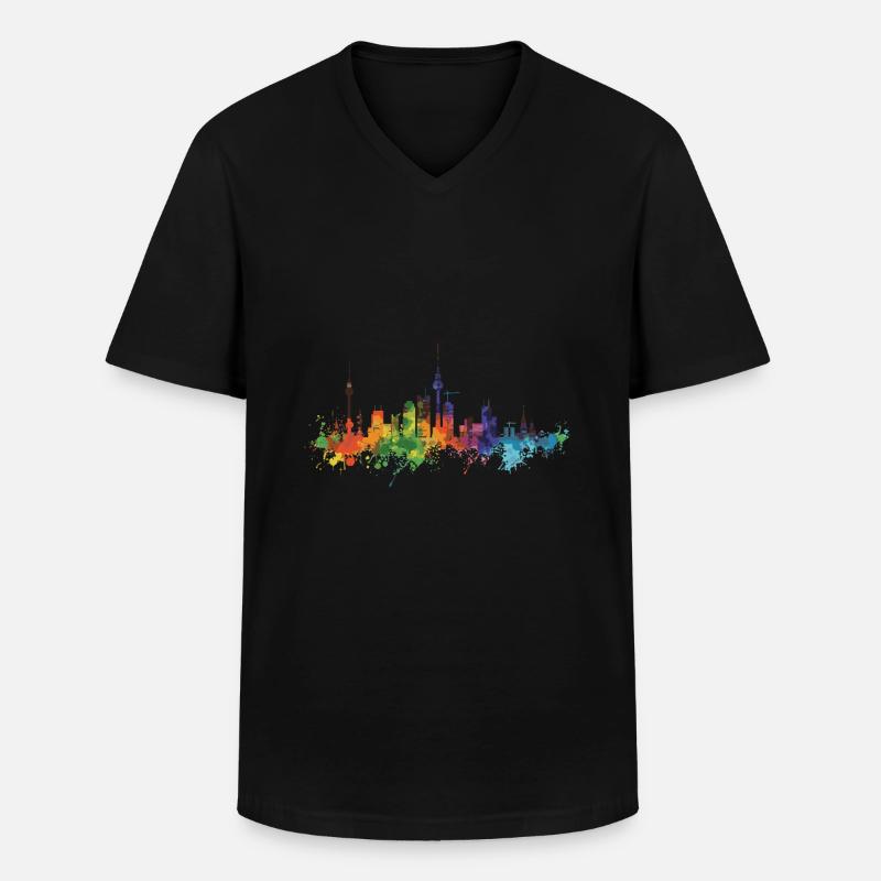 Stuttgart - Männer-T-Shirt mit V-Ausschnitt - Schwarz