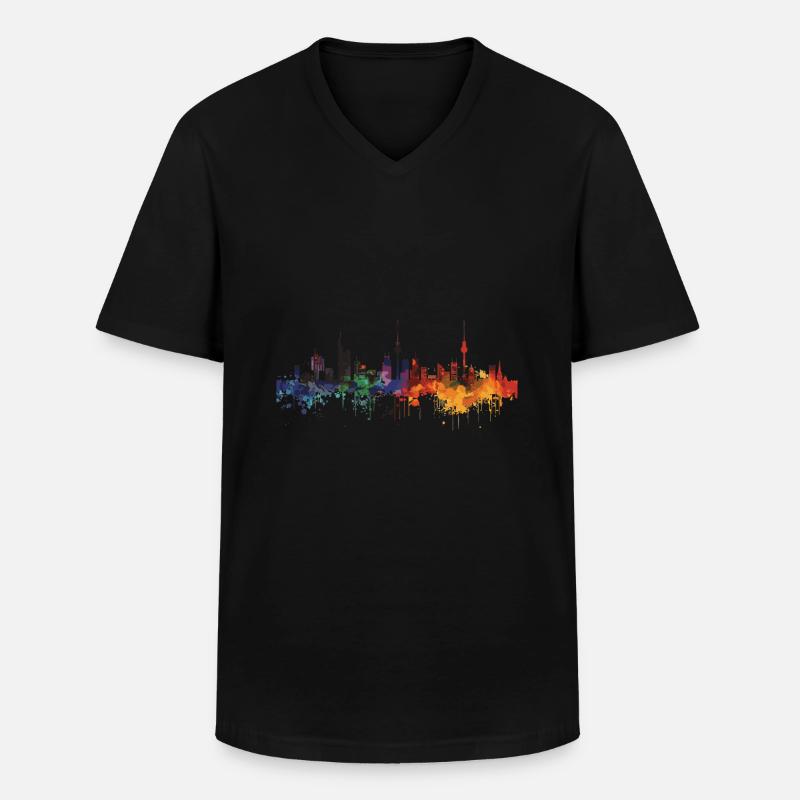Suhl - Männer-T-Shirt mit V-Ausschnitt - Schwarz