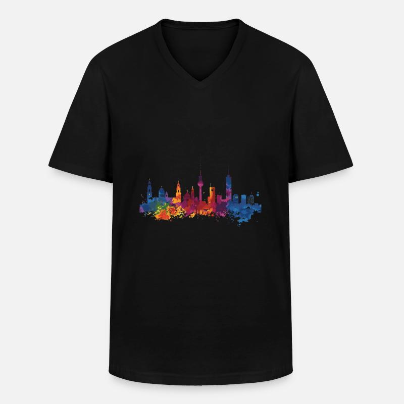 Varel - Männer-T-Shirt mit V-Ausschnitt - Schwarz