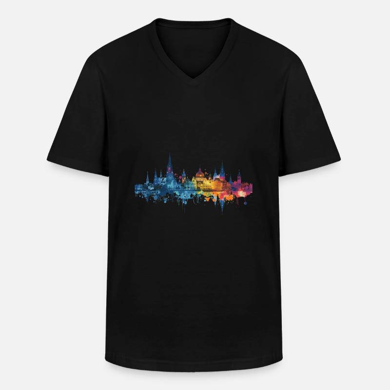Voerde (Niederrhein) - Männer-T-Shirt mit V-Ausschnitt - Schwarz