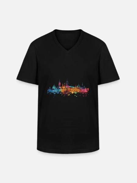 Viernheim - T-shirt col V Homme - noir