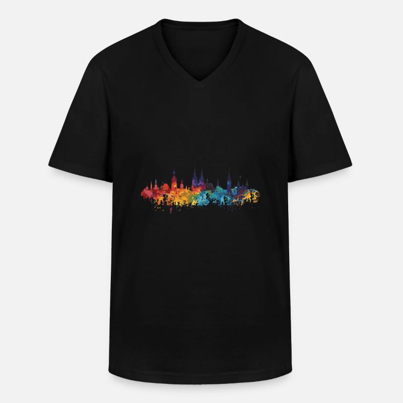 Westerstede - Männer-T-Shirt mit V-Ausschnitt - Schwarz