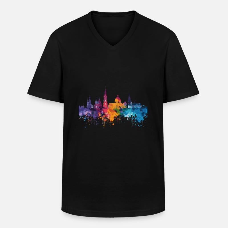 Bielefeld - Männer-T-Shirt mit V-Ausschnitt - Schwarz