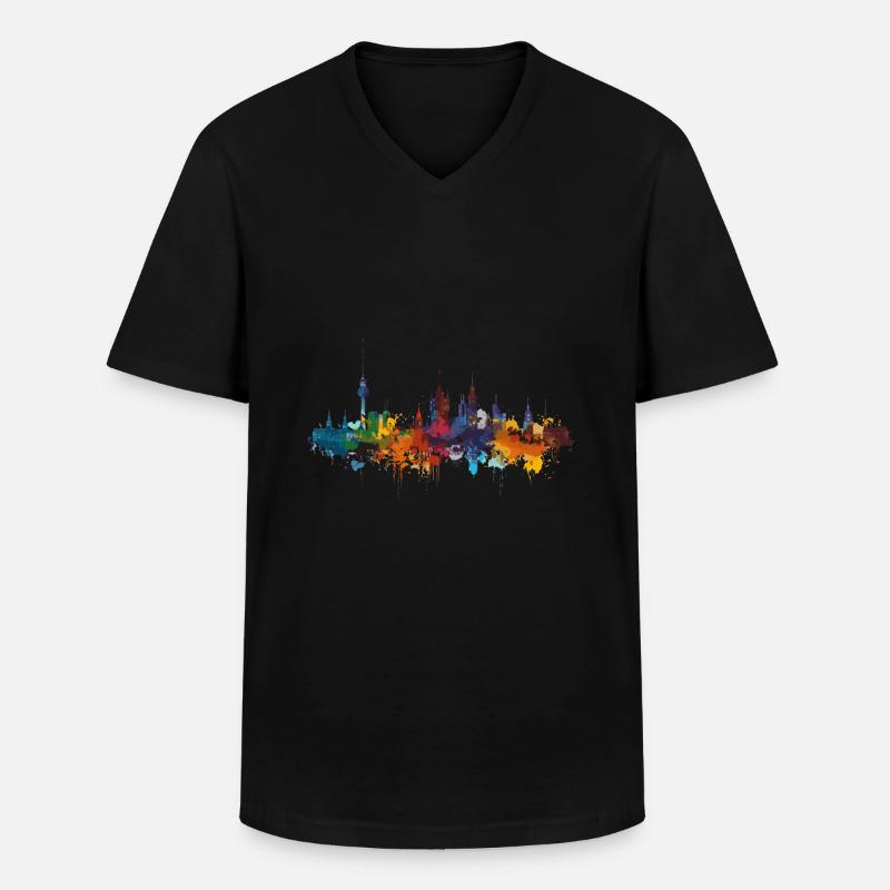 Bitterfeld-Wolfen⁠ - Männer-T-Shirt mit V-Ausschnitt - Schwarz