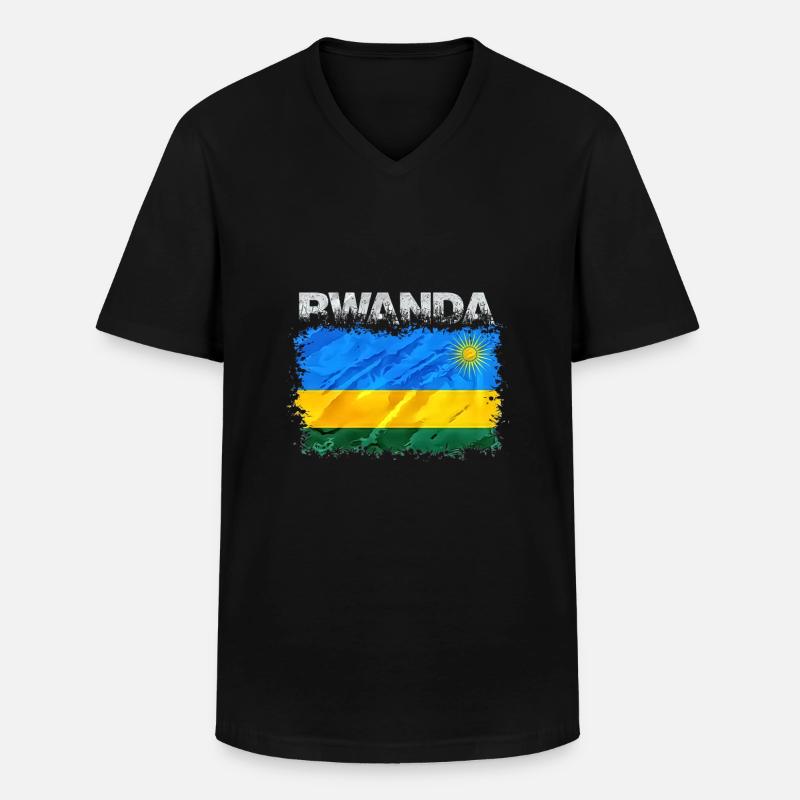 Ruanda - Männer-T-Shirt mit V-Ausschnitt - Schwarz