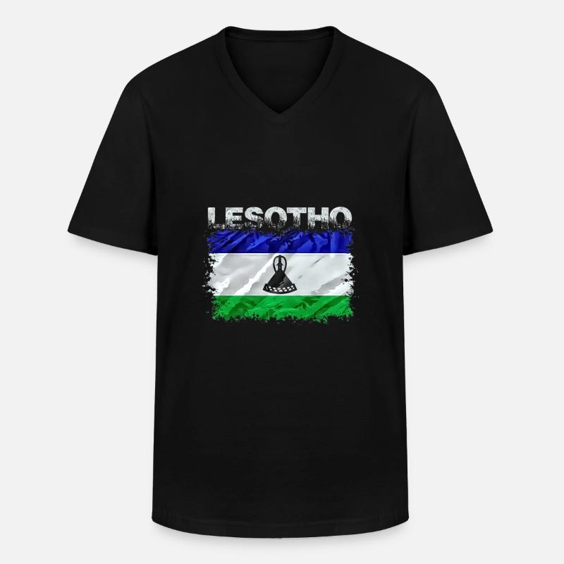 Lesotho - Männer-T-Shirt mit V-Ausschnitt - Schwarz