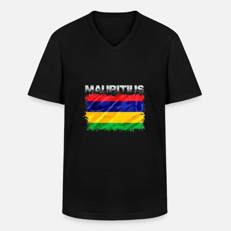 Mauritius - Männer-T-Shirt mit V-Ausschnitt - Schwarz