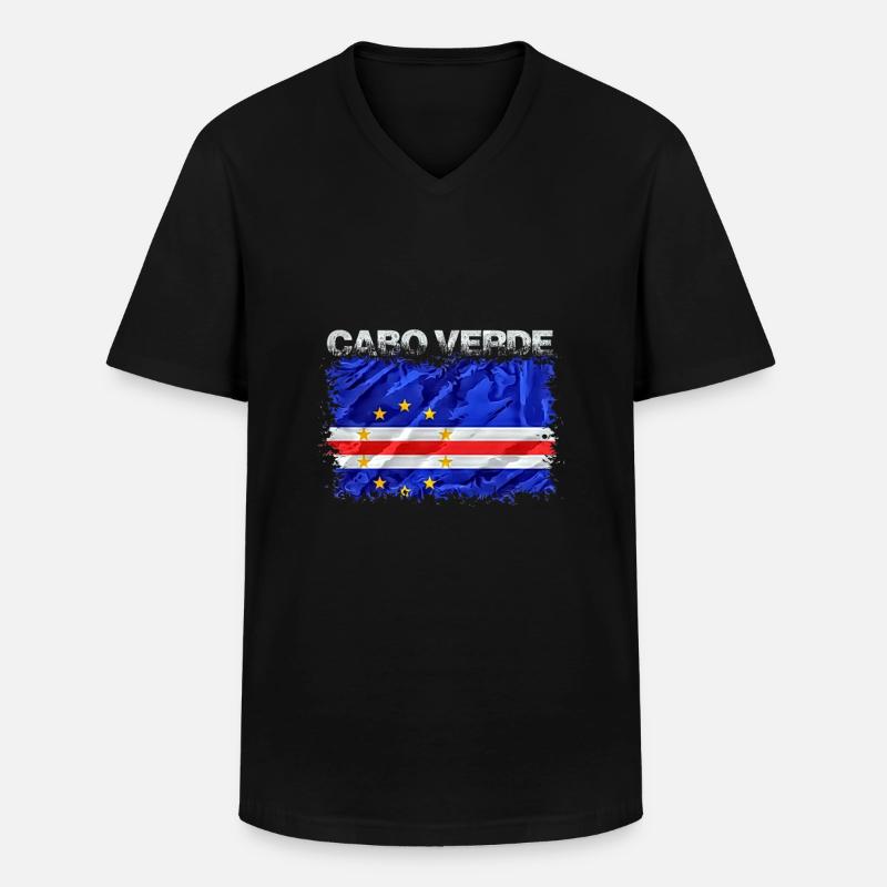 Cap Verde - Männer-T-Shirt mit V-Ausschnitt - Schwarz