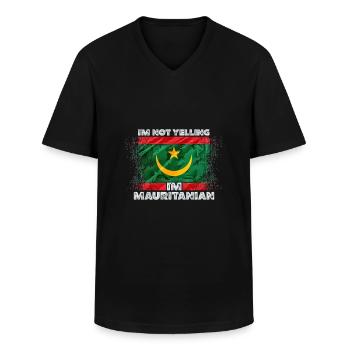 Mauritanie - T-shirt col V Homme - noir - Devant - AI Model Male 178 dark (178cm)
