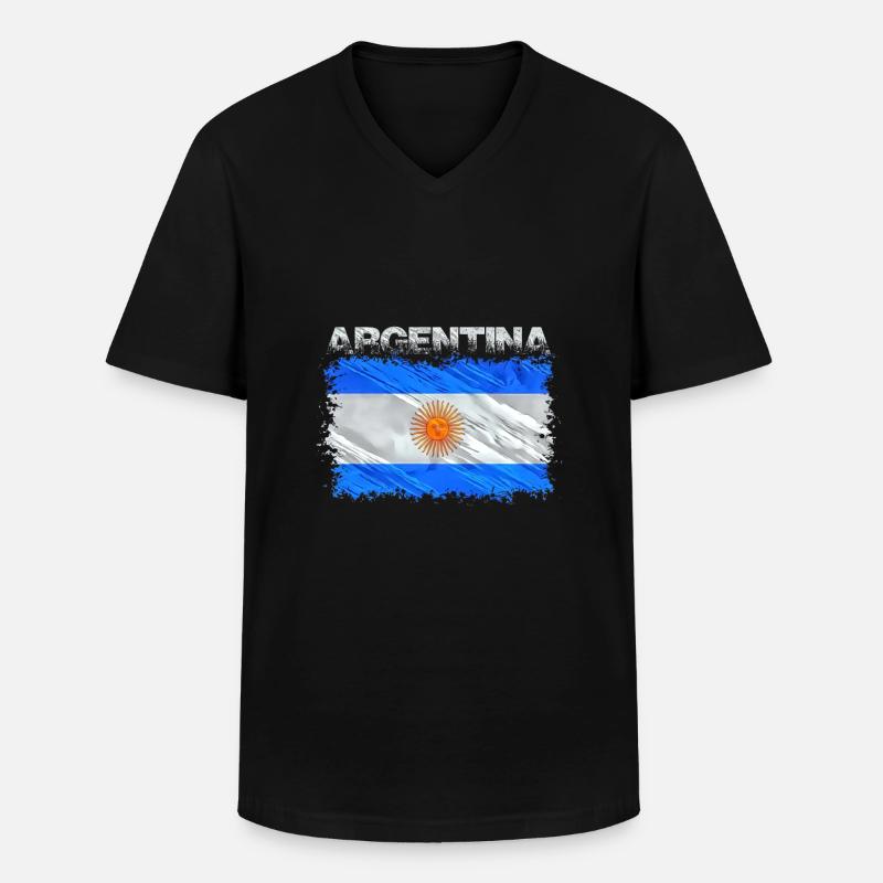 Argentinien - Männer-T-Shirt mit V-Ausschnitt - Schwarz