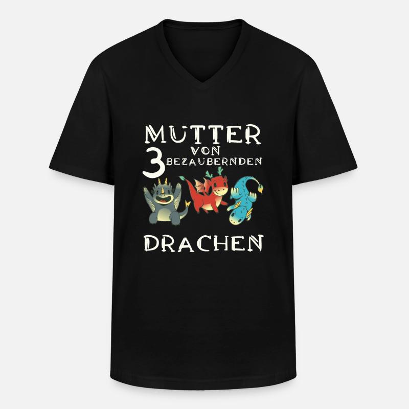 Frau Mutter Drachen - Männer-T-Shirt mit V-Ausschnitt - Schwarz