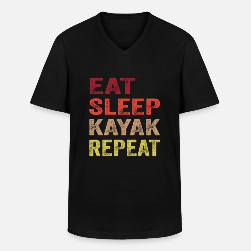 Kajak - Männer-T-Shirt mit V-Ausschnitt - Schwarz