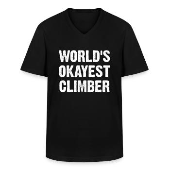 World's Okayest Climber - Männer-T-Shirt mit V-Ausschnitt - Schwarz - Vorne - AI Model Male 178 dark (178cm)