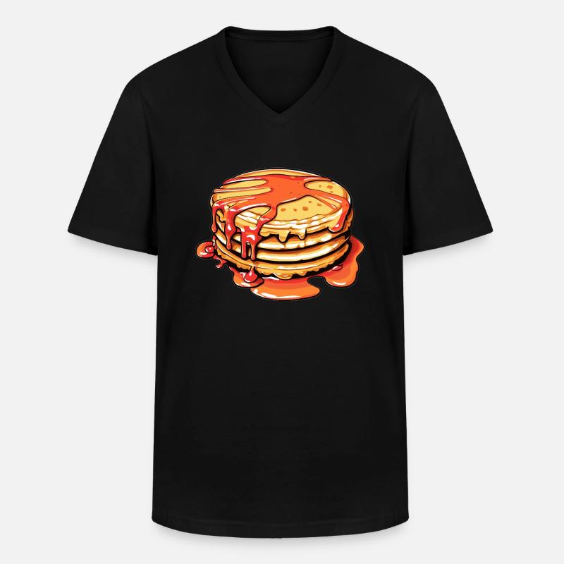 Süße Pancakes mit Sirup - Männer-T-Shirt mit V-Ausschnitt - Schwarz