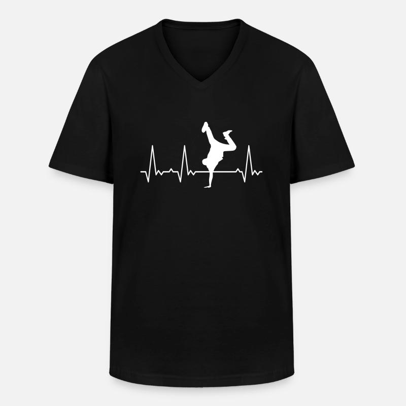 Herzschlag Breakdance - Männer-T-Shirt mit V-Ausschnitt - Schwarz