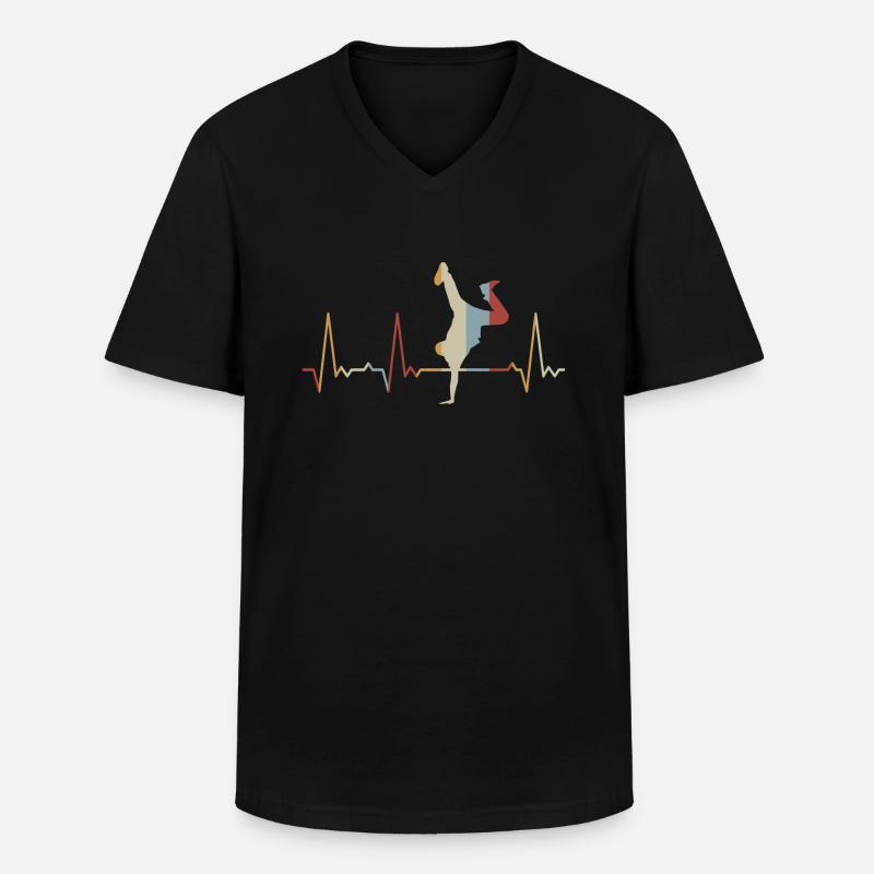 Herzschlag Breakdance - Männer-T-Shirt mit V-Ausschnitt - Schwarz