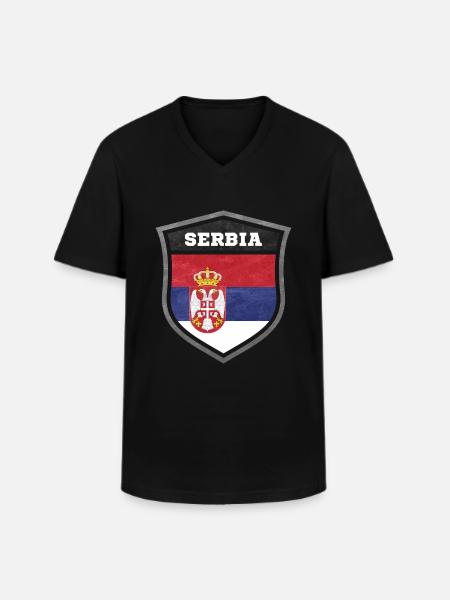 Serbien Schild Logo Emblem - Männer-T-Shirt mit V-Ausschnitt - Schwarz