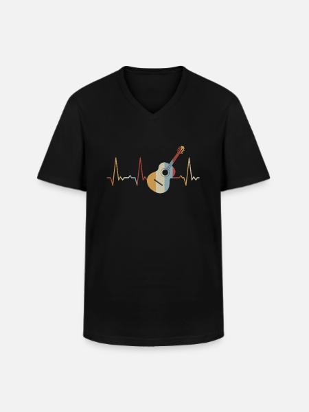 Heartbeat Guitar - Men's V-Neck T-Shirt - black